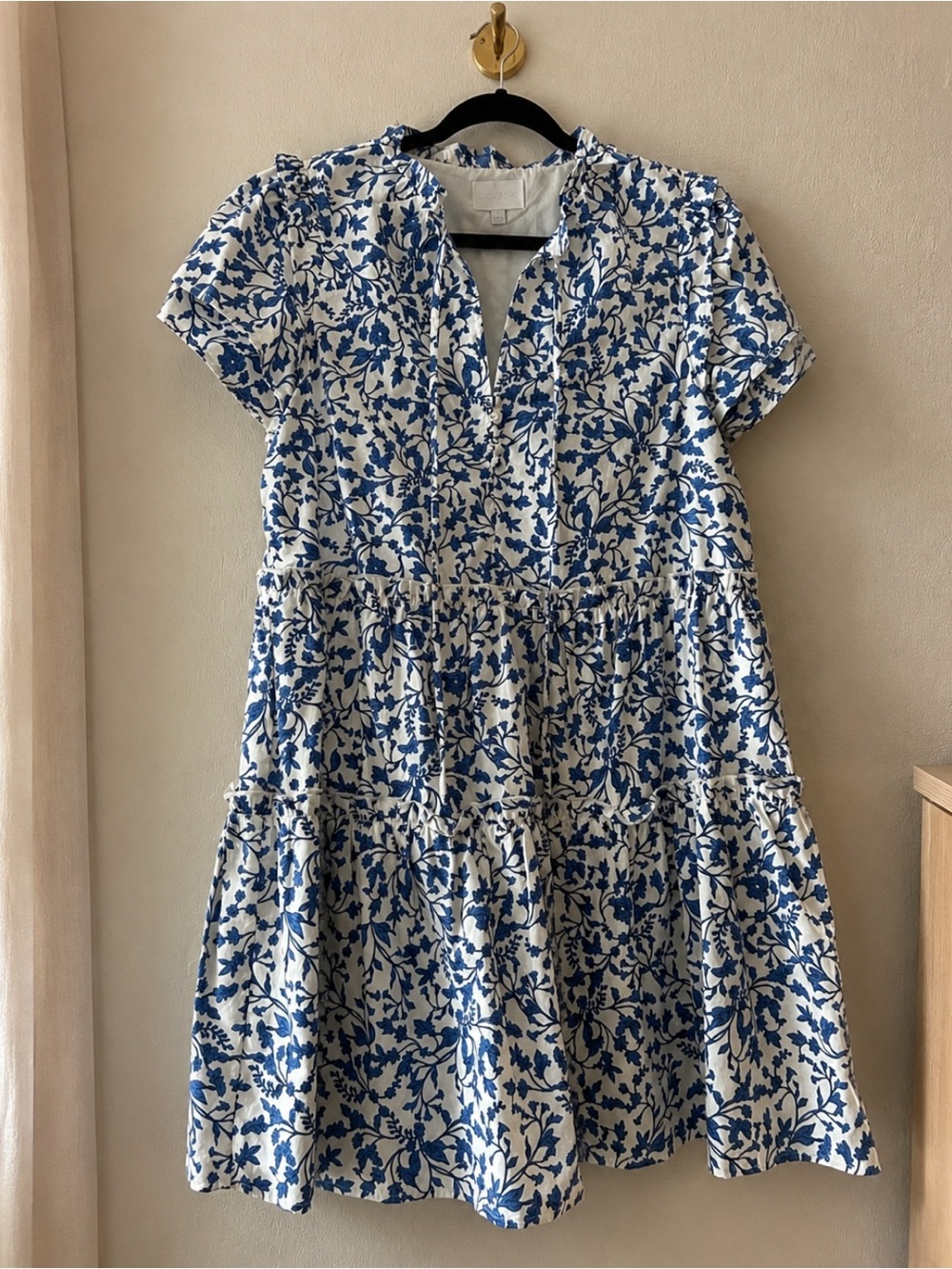 Sugarlips White and Blue Floral Mini Dress